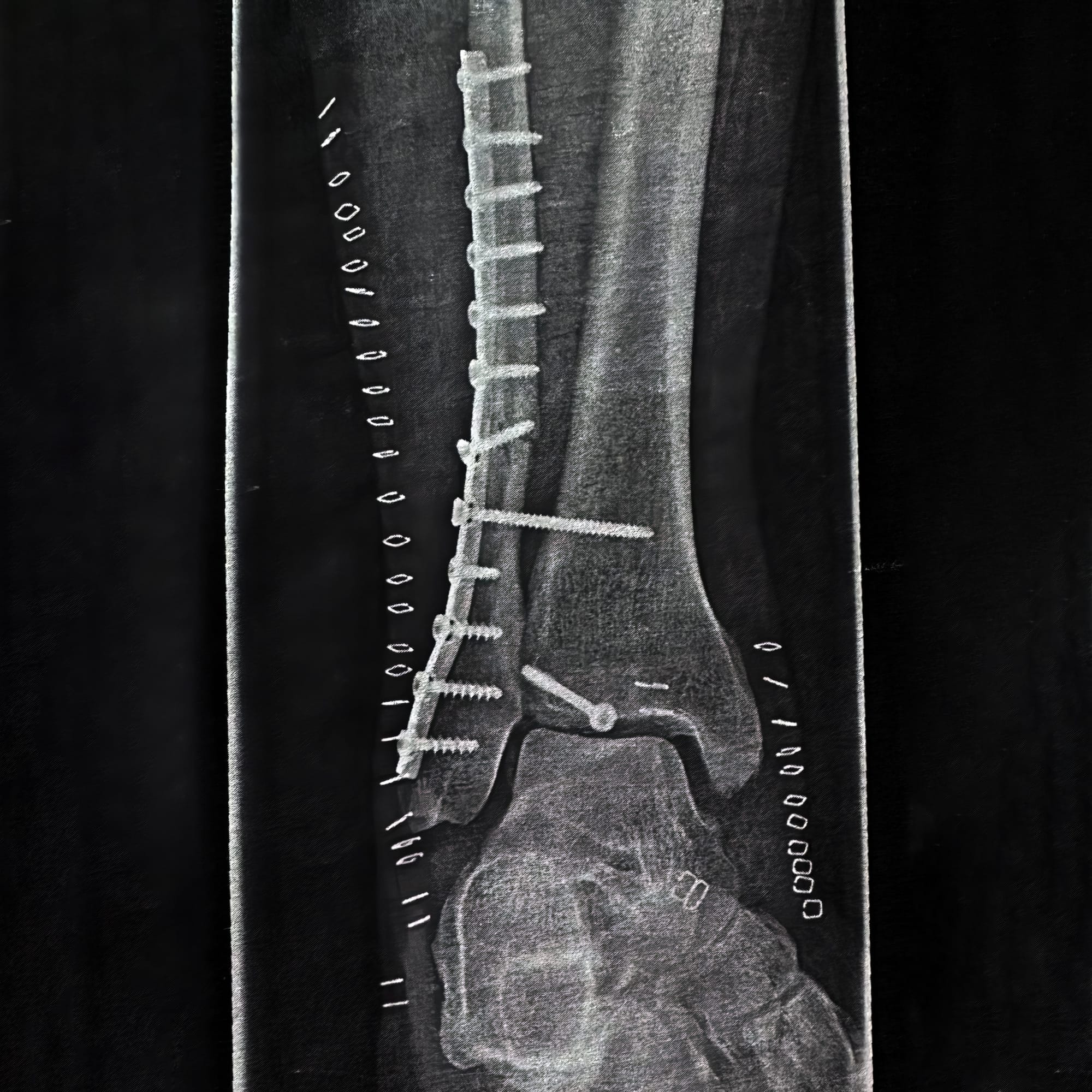 X-ray image taken after operation 3 showing repairs